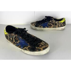 Golden Goose Superstar Distressed Leopard Calf Hair Sneakers EU 39 US 9 READ